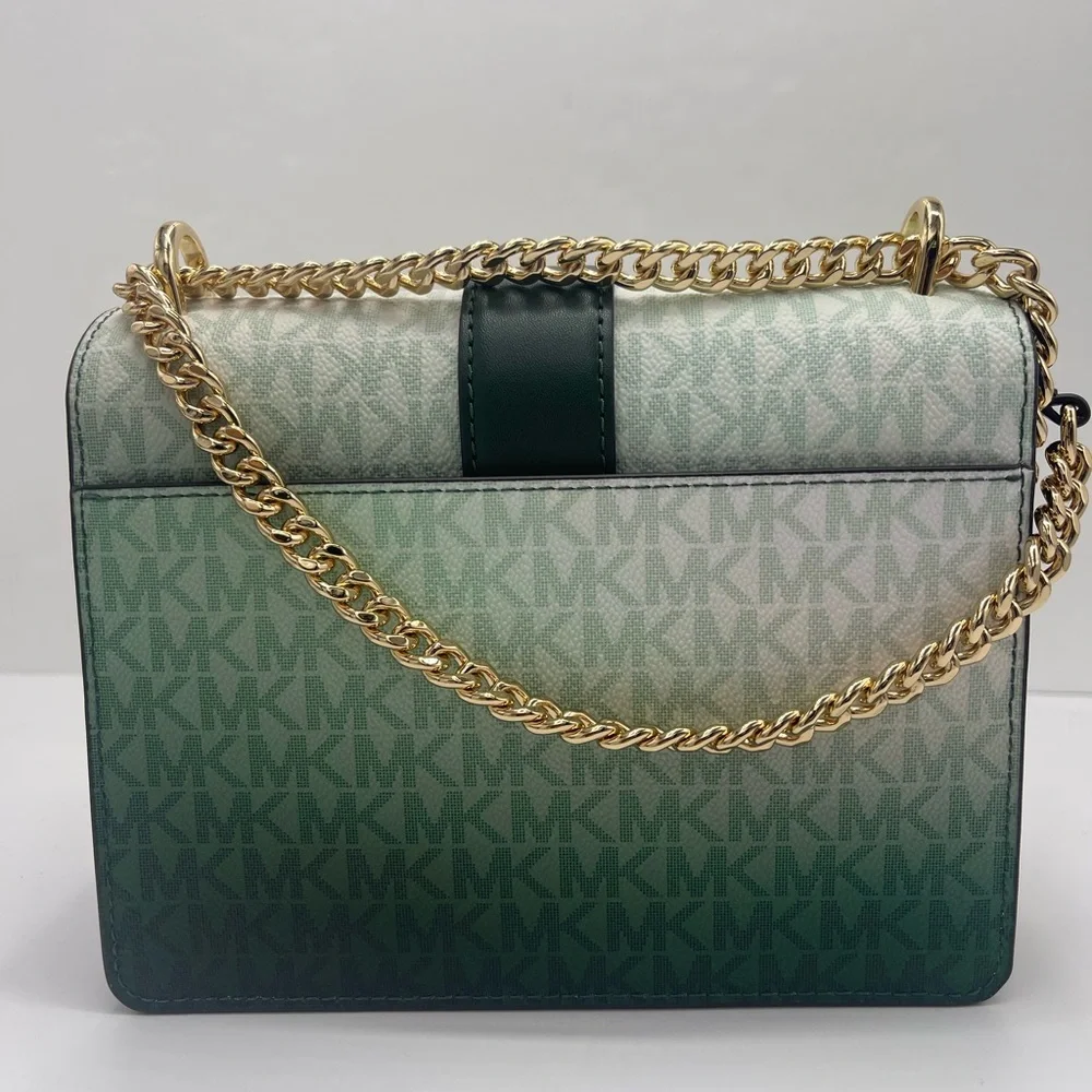 Michael Kors Greenwich Sm Color-Block Signature Logo Flap Crossbody XBODY Moss